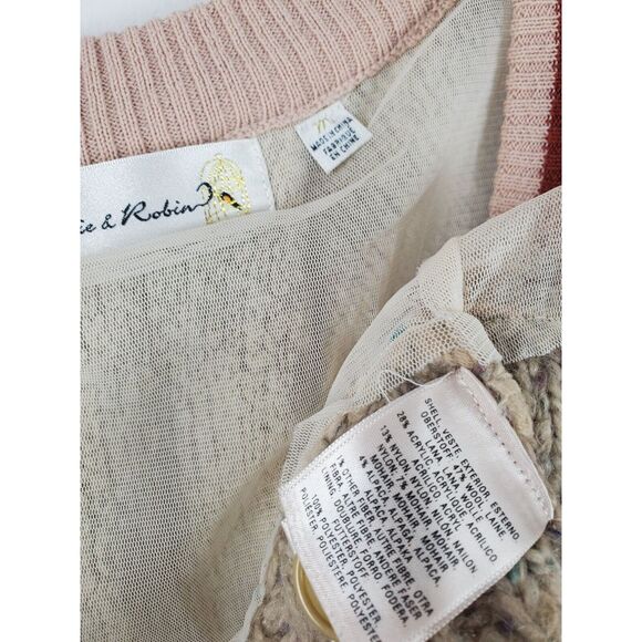 Charlie & Robin Anthropologie Sweater Medium Womens Long Sleeve Button Front Bei - Picture 8 of 9